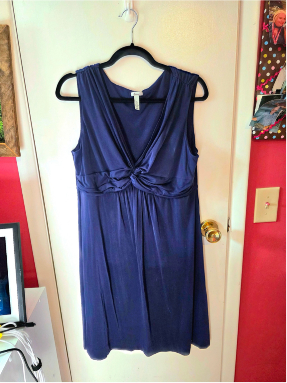 Women's Soma Blue Sleeveless V-Neck Midi Dress Size Large